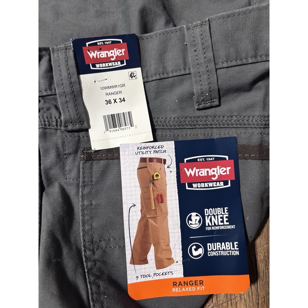 Wrangler Workwear NWT 36x34 Brown 100% Cotton Relaxed Fit Ranger Cargo